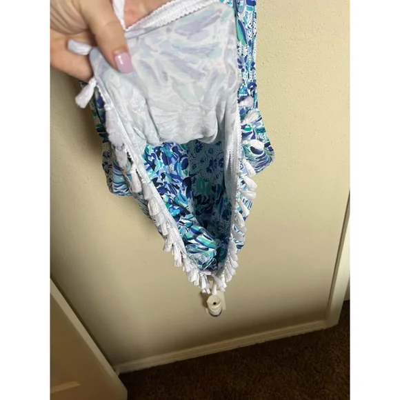 Women's Lilly Pulitzer Faux Dress Romper Size S Blue Floral Sleeveless - Picture 9 of 10